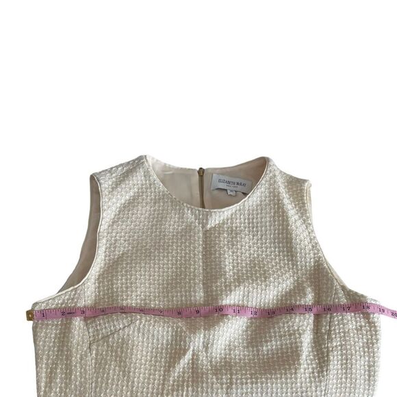 Elizabeth McKay New York Wool Fit & Flare Midi Dress Cream Textured Belted Size - Picture 5 of 11